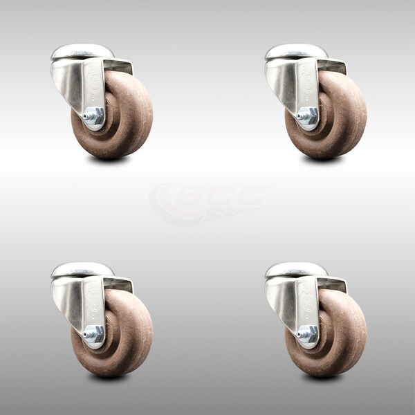 Service Caster 3 Inch 316SS High Temp Glass Filled Nylon Wheel Swivel Bolt Hole Caster Set SCC SCC-SS316BH20S314-GFNSHT-4 - main